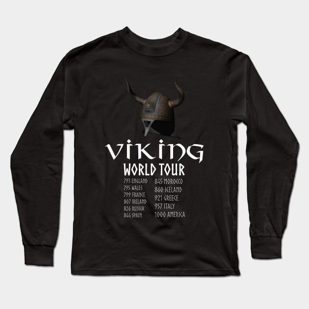 Viking World Tour Scandinavian History Norse Mythology Long Sleeve T-Shirt by Styr Designs